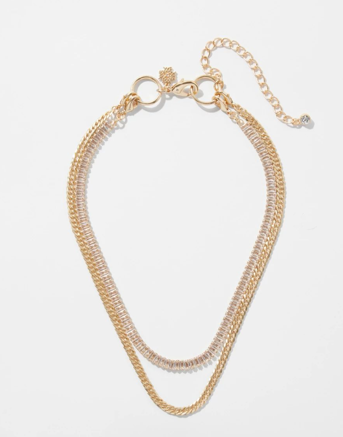 WHITE HOUSE BLACK MARKET GOLD PRINCESS TENNIS NECKLACE