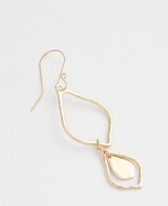 CHICO'S GOLD LATTICE PUFF HOOP EARRINGS
