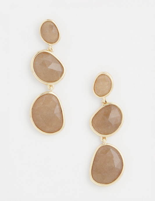 CHICO'S NEUTRAL STONE DROP EARRINGS