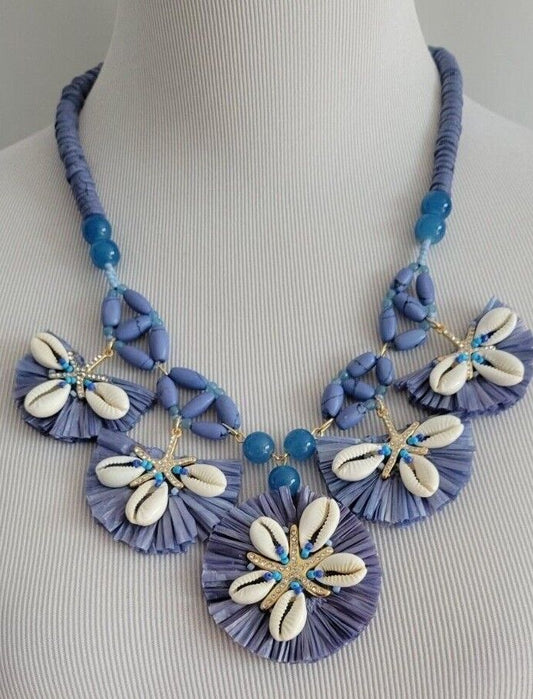 CHICO'S PERIWINKLE SHELL BIB NECKLACE