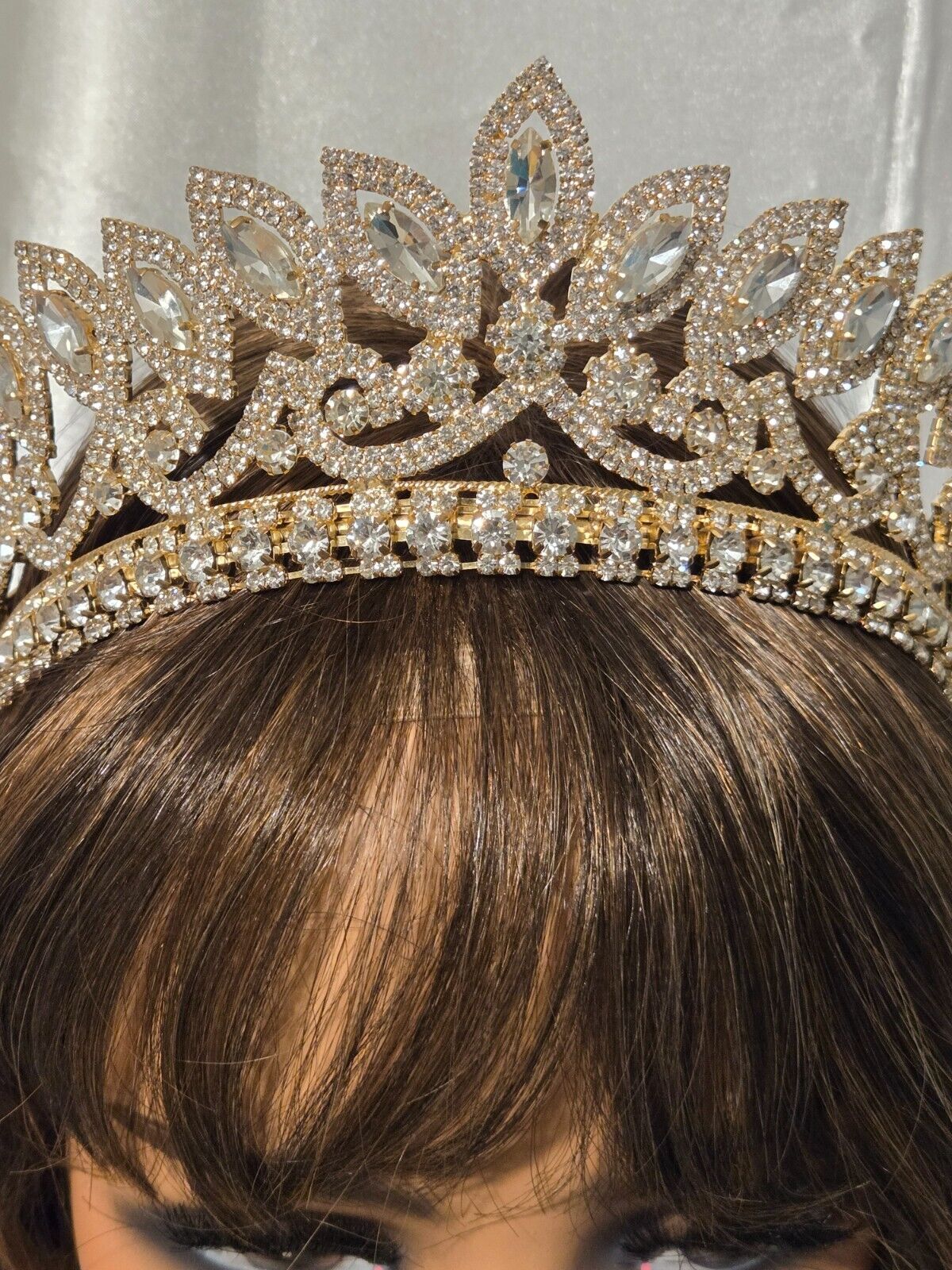 Wedding Bride, Quinceanera Tiara Elegant Golden Crown Rhinestone