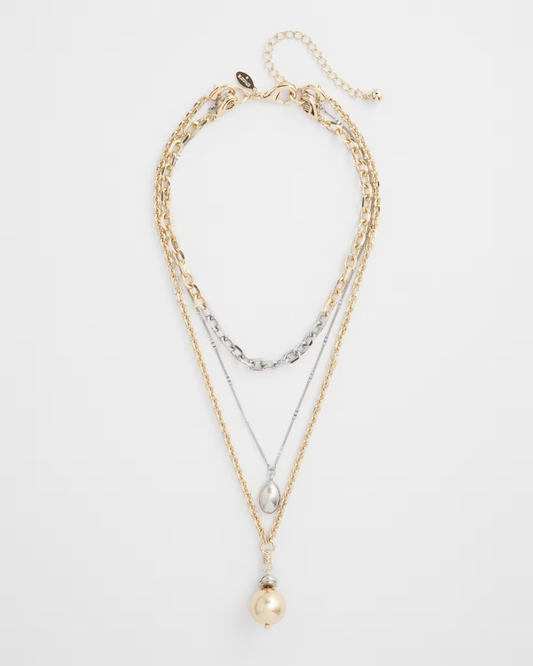 CHICO'S CONVERTIBLE MIXED METAL NECKLACE