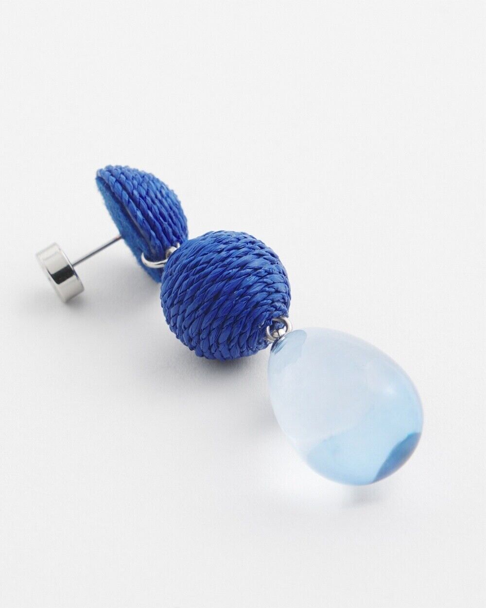 CHICO'S NO DROOP BLUE RAFFIA DROP EARRINGS
