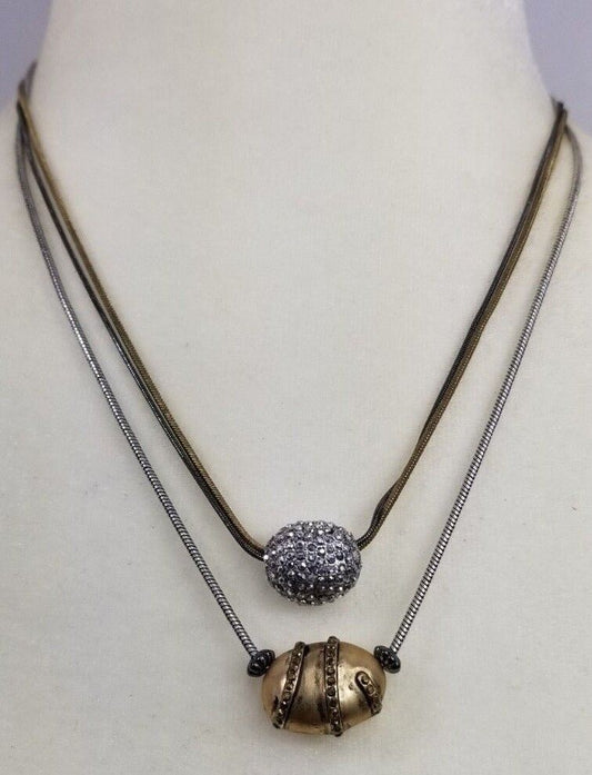 CHICO'S SHORT THREE-TONE SPARKLE NECKLACE