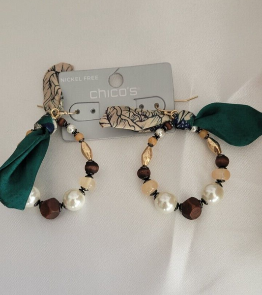 CHICO'S BEADED HOOP EARRINGS