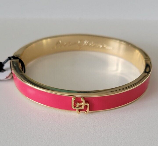 CHICO'S PINK & GOLD TONE HINGE BRACELET