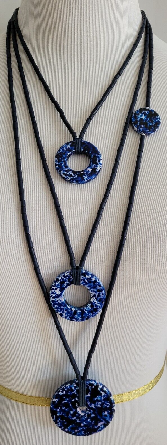 CHICO'S BLUE MULTISTRAND PENDANT NECKLACE