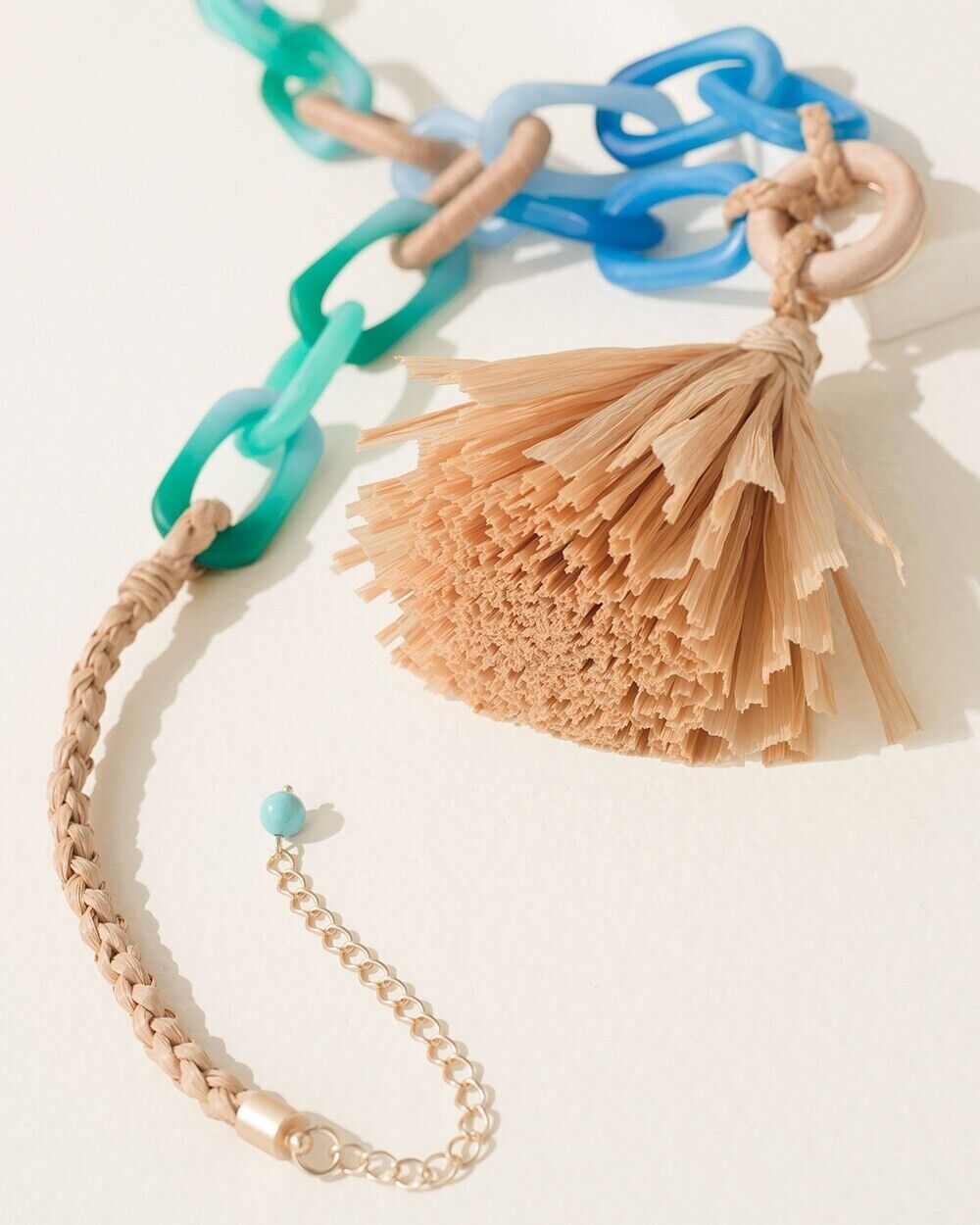 CHICO' S COOL MULTI LINKS TASSEL NECKLACE