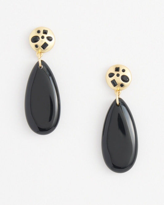 CHICO'S BLACK STONE DROP EARRINGS