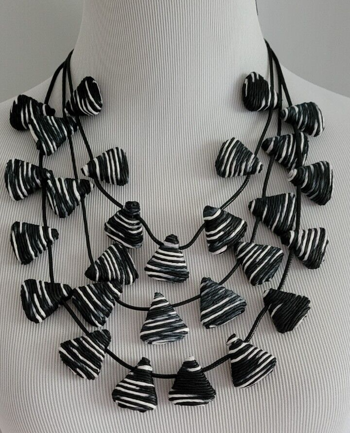 CHICO' S BLACK & WHITE MULTISTRAND NECKLACE