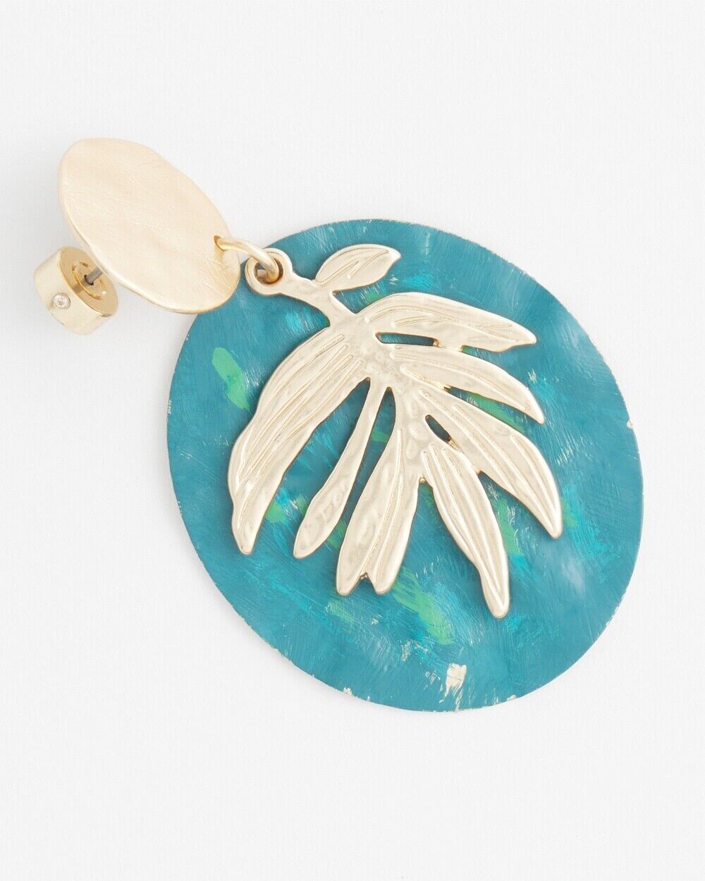 CHICO'S NO DROOP BLUE LEAF DROP EARRINGS