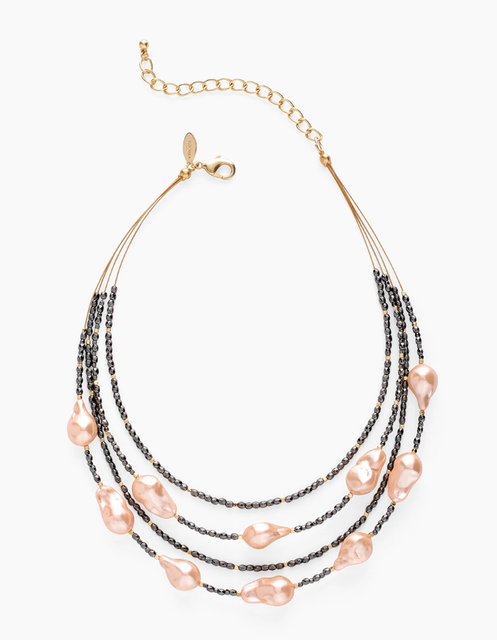 CHICO'S BLUSH STONE ILLUSION NECKLACE