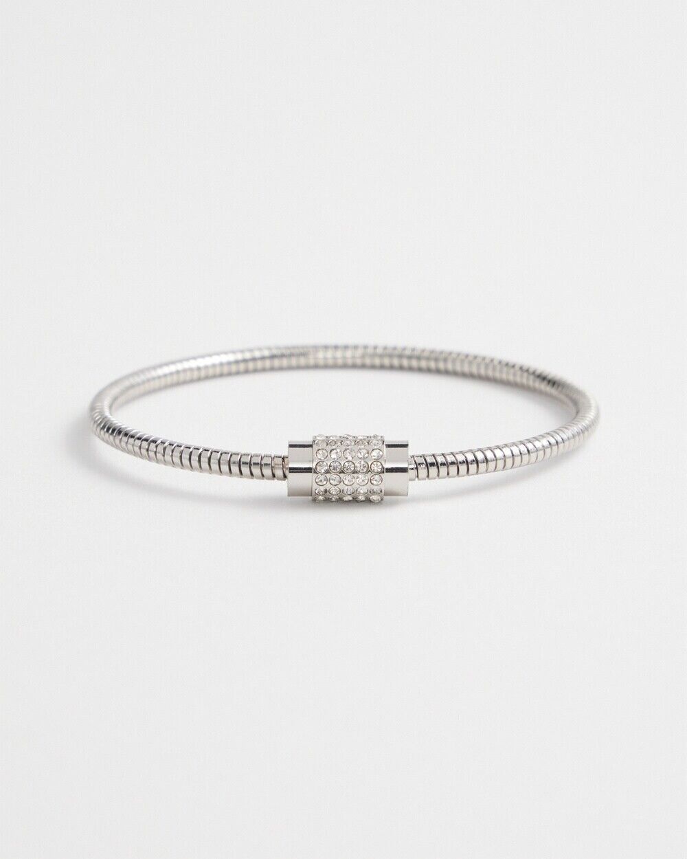 CHICO'S SILVER TONE PAVE BARREL BRACELET