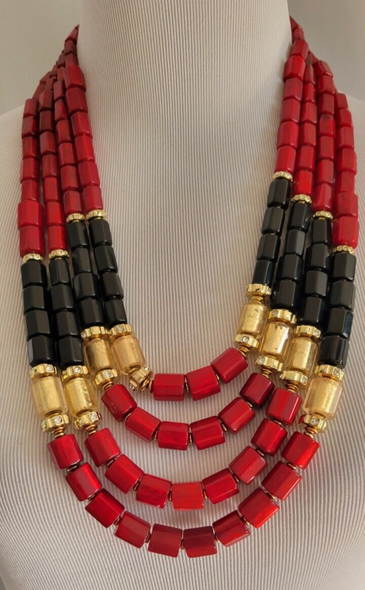 CHICO'S HOLIDAY RED MULTISTRAND NECKLACE