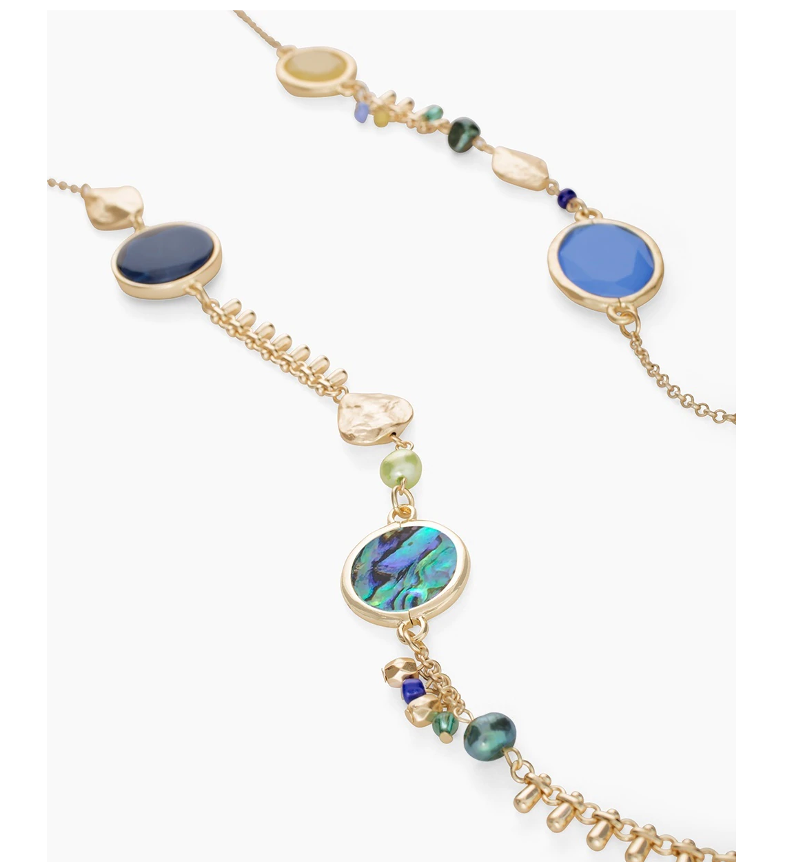CHICO'S SILVER-TONE MULTI-COLORED STONE NECKLACE