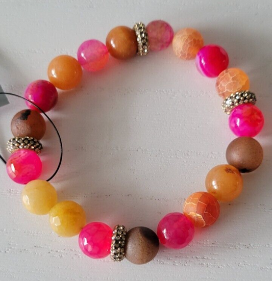 CHICO'S AGATE AND AVENTURINE STRETCH BRACELET