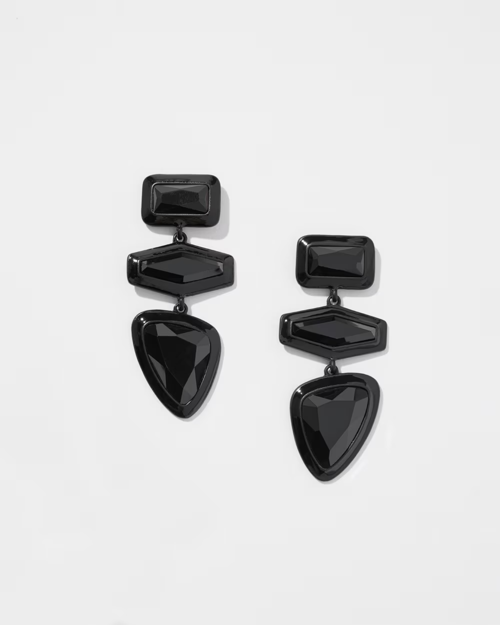 CHICO'S BLACK LINEAR DROP EARRINGS