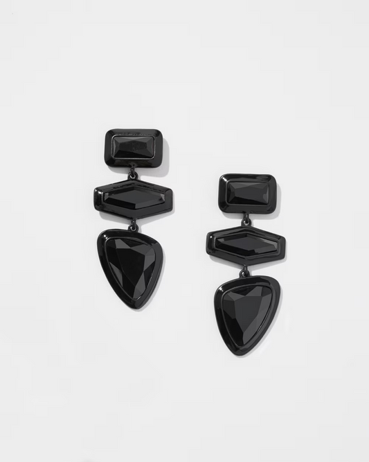 CHICO'S BLACK LINEAR DROP EARRINGS