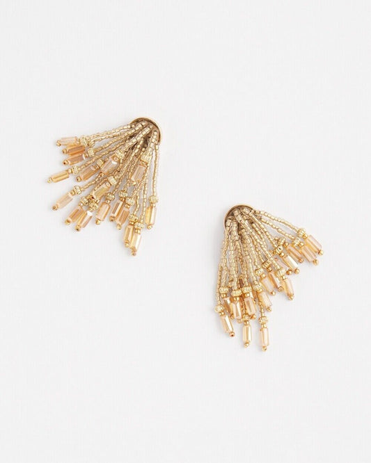 CHICO'S NO DROOP GOLD TONE TASSEL BEAD EARRINGS