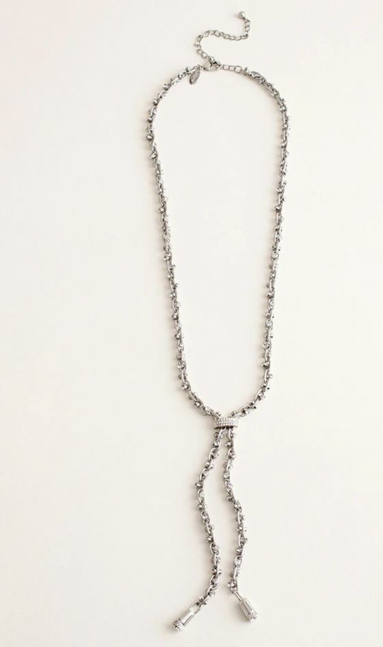 CHICO'S SILVERTONE SPARKLE Y-NECKLACE