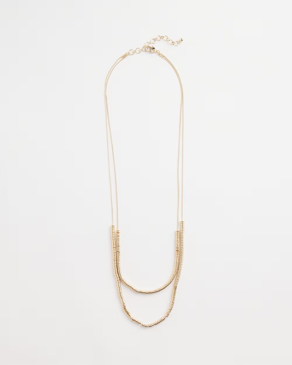 CHICO'S DOUBLE-STRAND GOLD TONE DISC NECKLACE