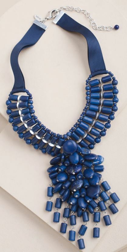 CHICO'S BLUE MULTI BIB NECKLACE