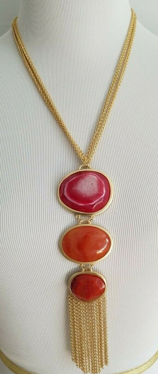 CHICO'S WARM-TONE TRIPLE-PENDANT NECKLACE