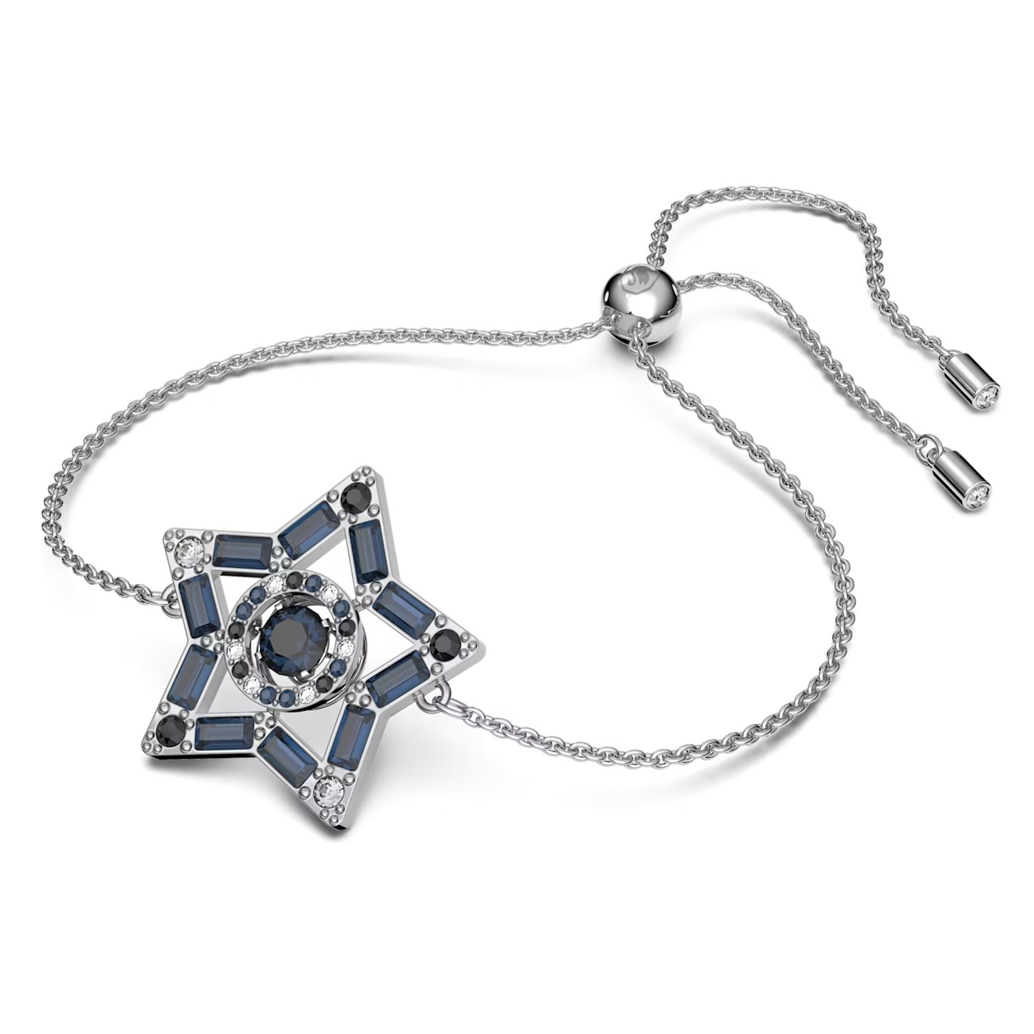Swarovski Stella bracelet Star, Blue, Rhodium plated
