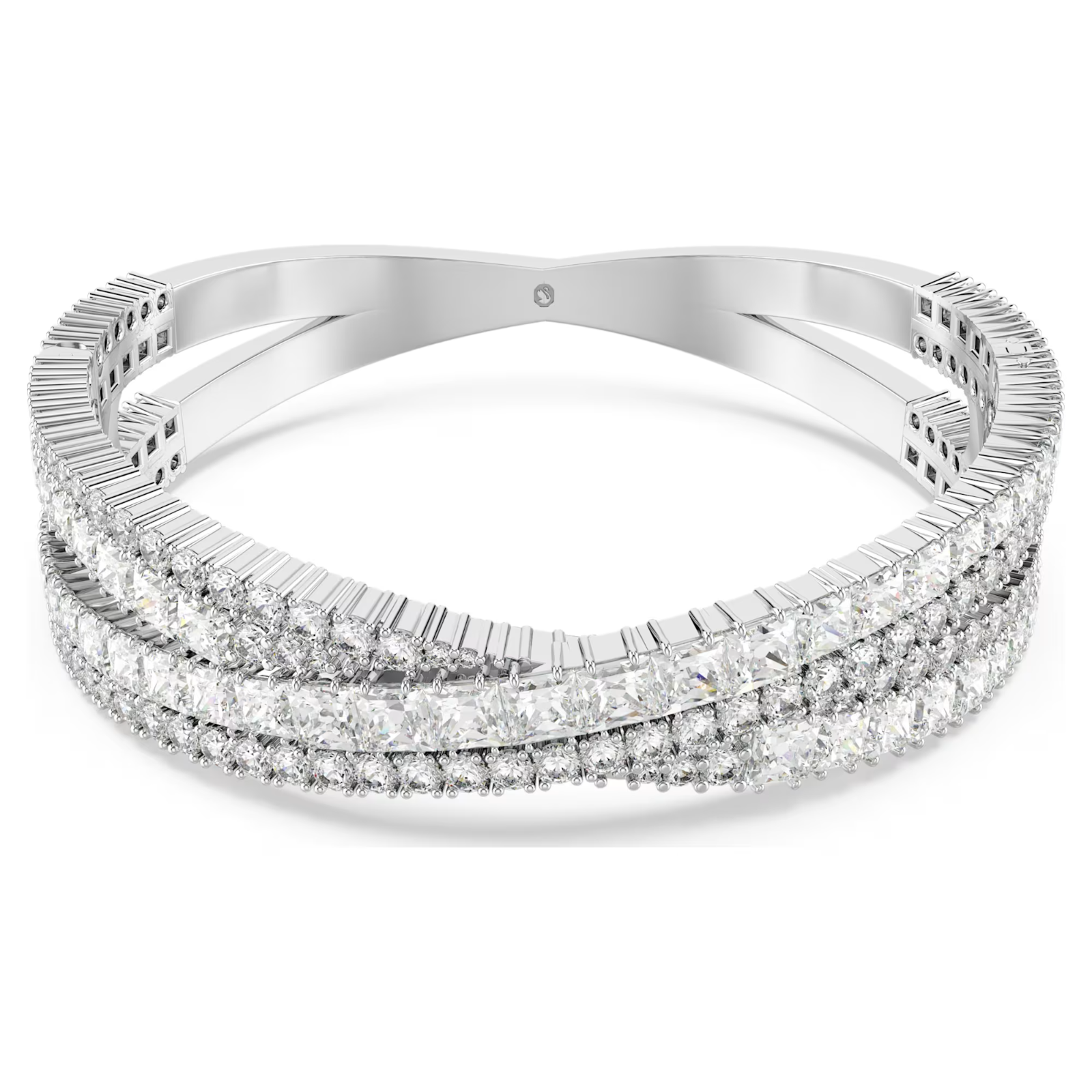 Swarovski Hyperbola cuff Mixed cuts, Infinity, White, Rhodium plated