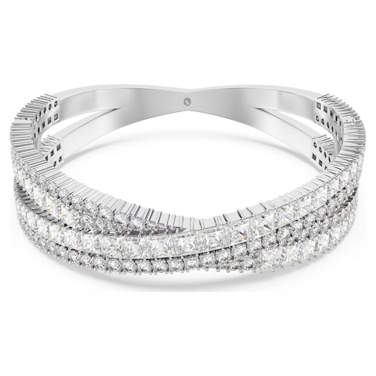 Swarovski Hyperbola cuff Mixed cuts, Infinity, White, Rhodium plated