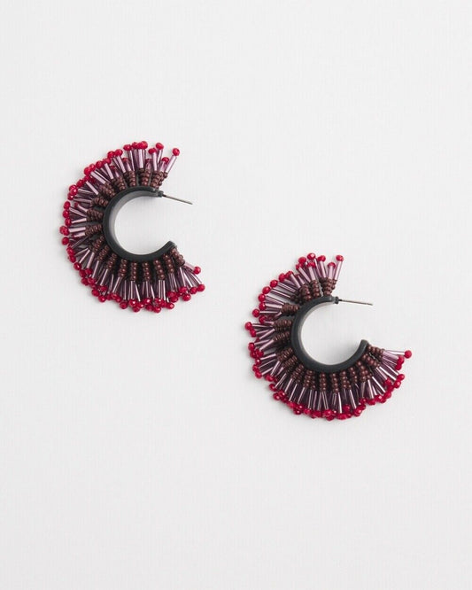 CHICO'S NO DROOP RED SEED BEADED EARRINGS