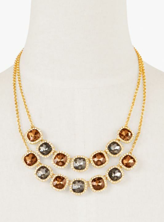 TALBOTS SQUARE STONES DOUBLE STRAND NECKLACE