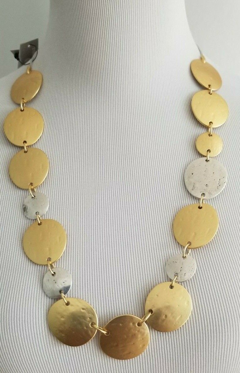 CHICO'S CONVERTIBLE MIXED-METAL CIRCLETS SINGLE-STRAND NECKLACE