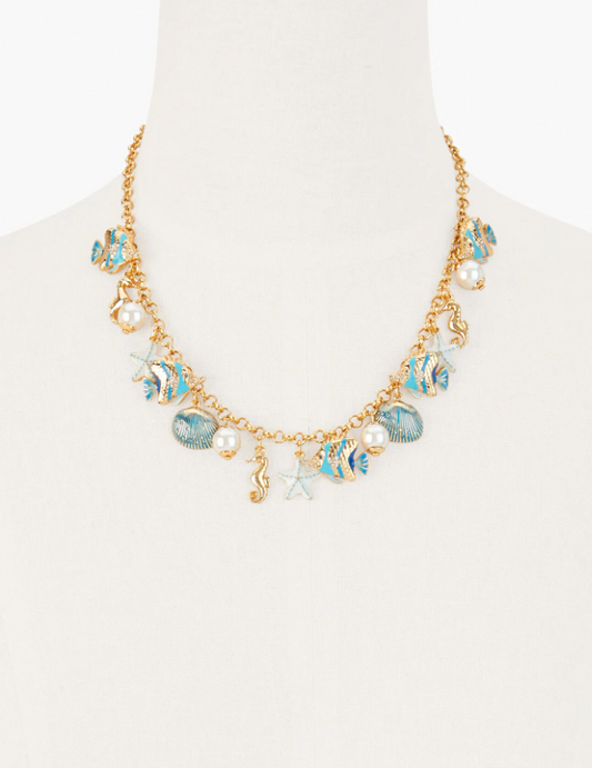 TALBOTS OCEAN CHARMS STATEMENT NECKLACE