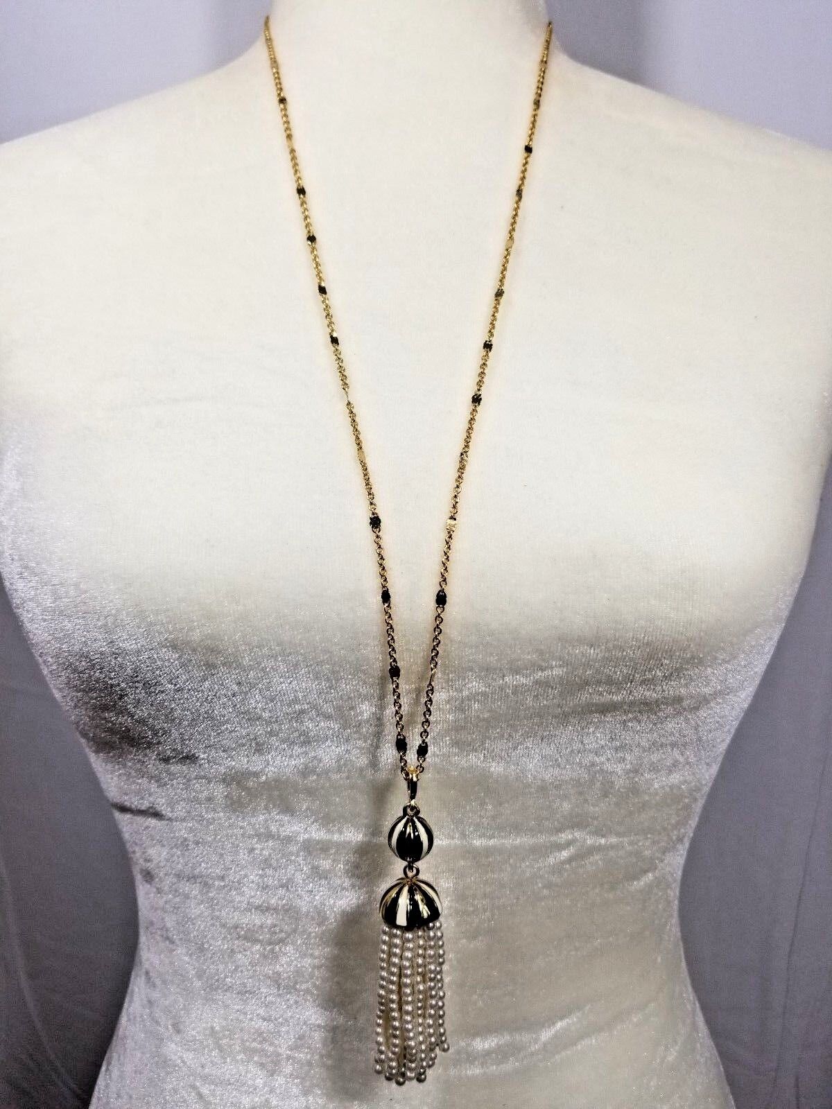 TALBOTS Stripes & Dots Tassel Pendant