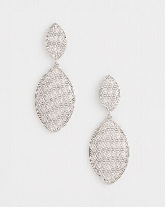 CHICO'S NO DROOP PAVE NAVETTE DROP EARRINGS