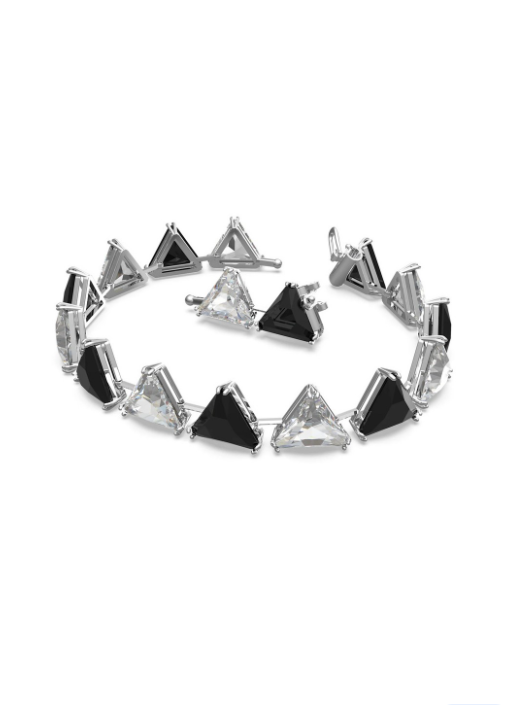 SWAROVSKI ORTYX RHODIUM PLATED BLACK CRYSTAL TRIANGLE CUT BRACELET