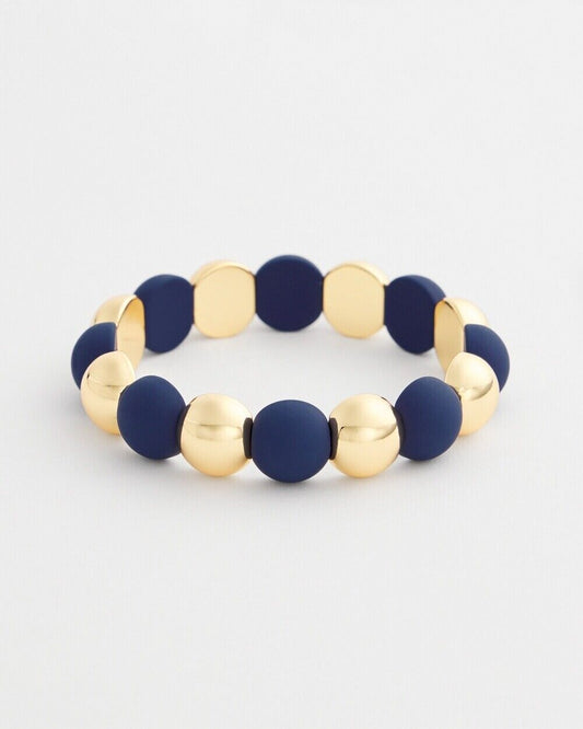 CHICO'S NAVY BEADED STRETCH BRACELET