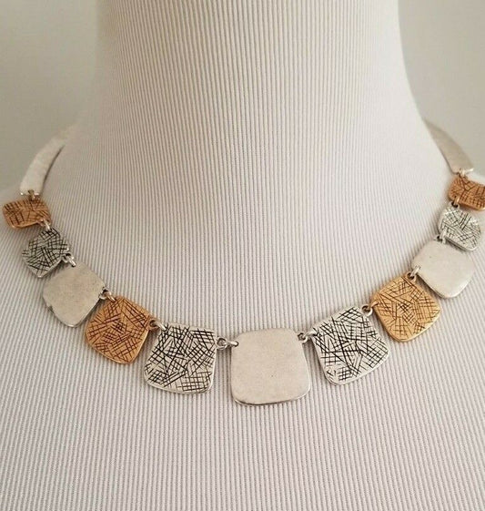 CHICO'S MIXED-METAL BIB NECKLACE