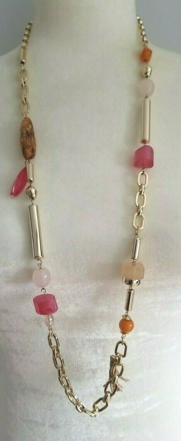 CHICO'S LONG FIERY GOLD-TONE NECKLACE