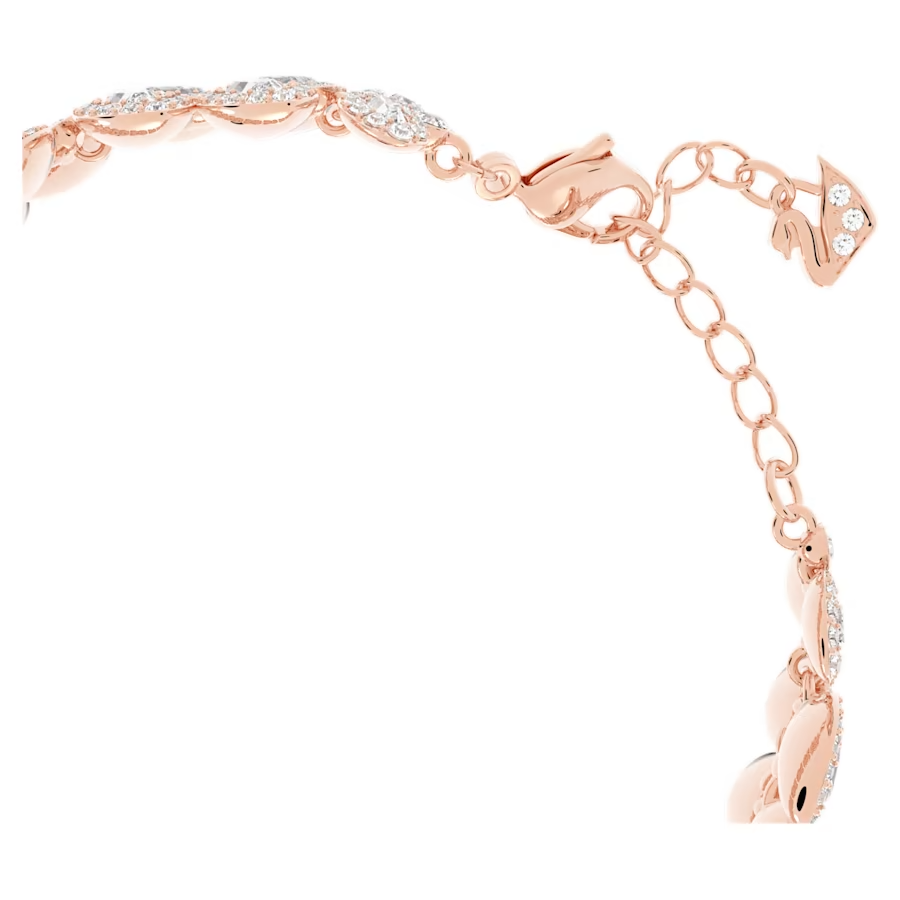 Swarovski Baron bracelet Leaf, White, Rose gold-tone plated