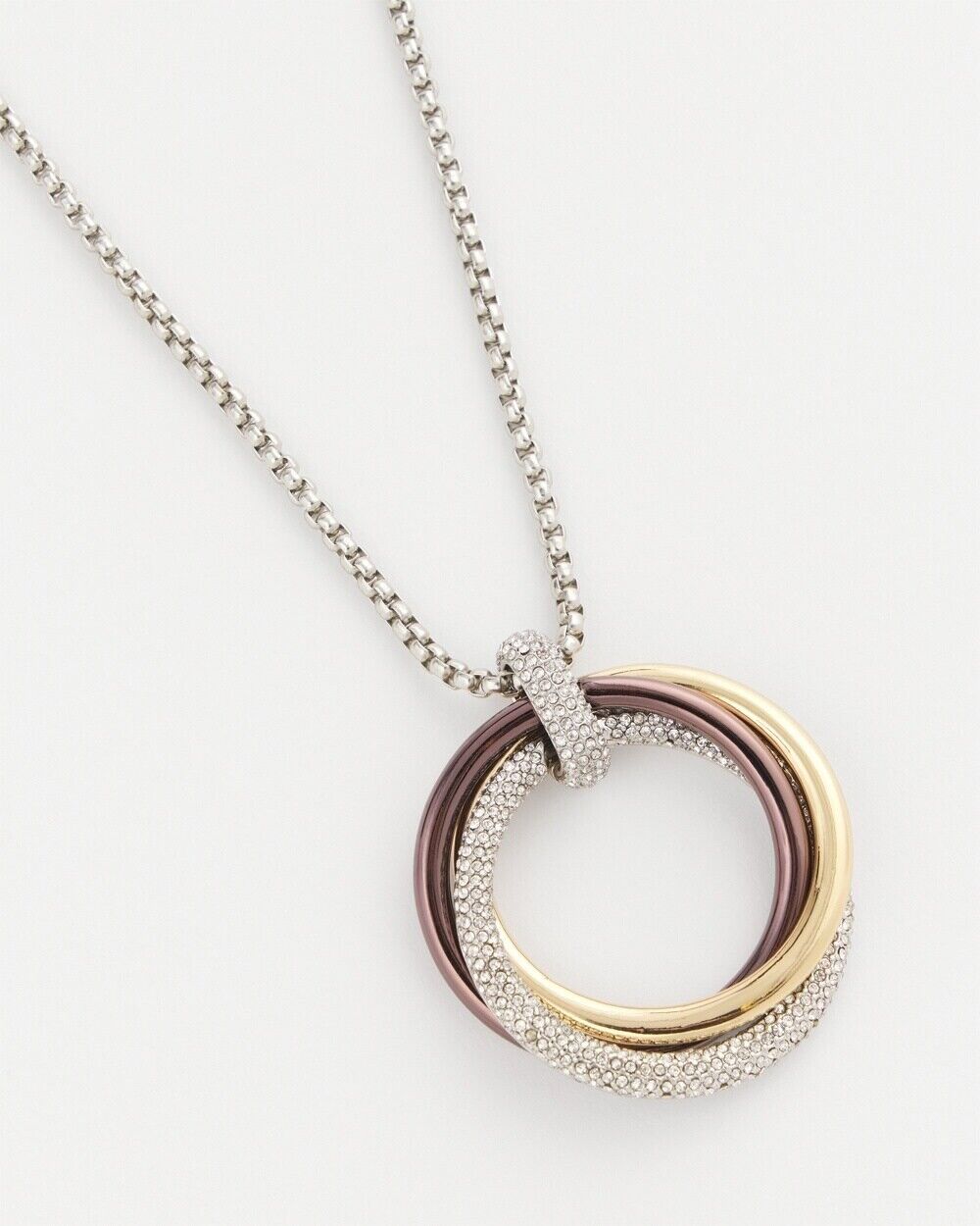 CHICO'S ADJUSTABLE PAVE PENDANT NECKLACE