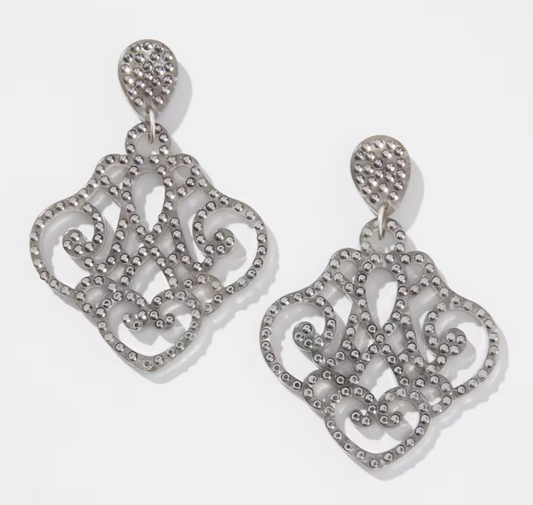 CHICO'S SILVER TONE CHANDELIER EARRINGS