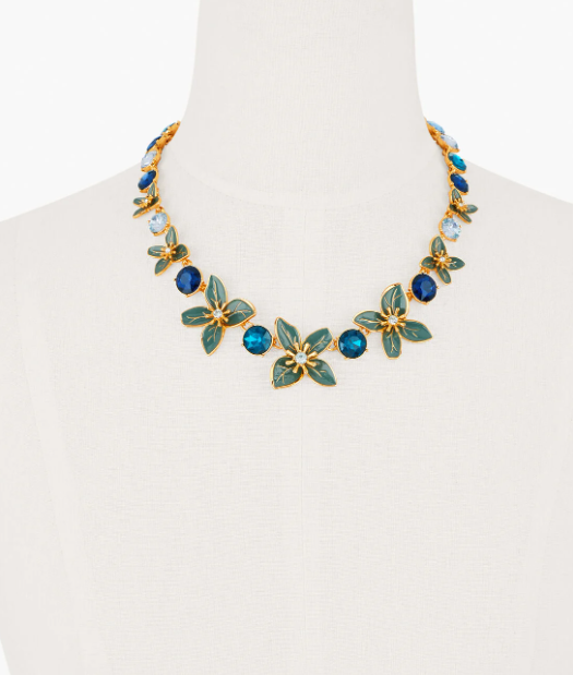 TALBOTS AQUA FLORAL STATEMENT NECKLACE