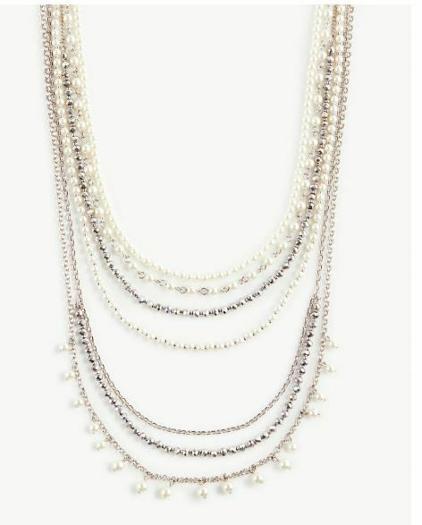 ANN TAYLOR PEARLIZED FABRIC BACK NECKLACE