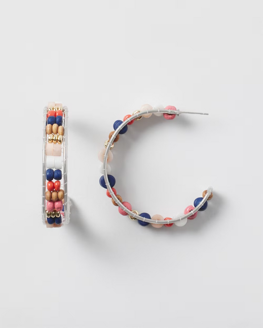 CHICO'S  MODERN MULTI BEADED HOOPS EARRINGS