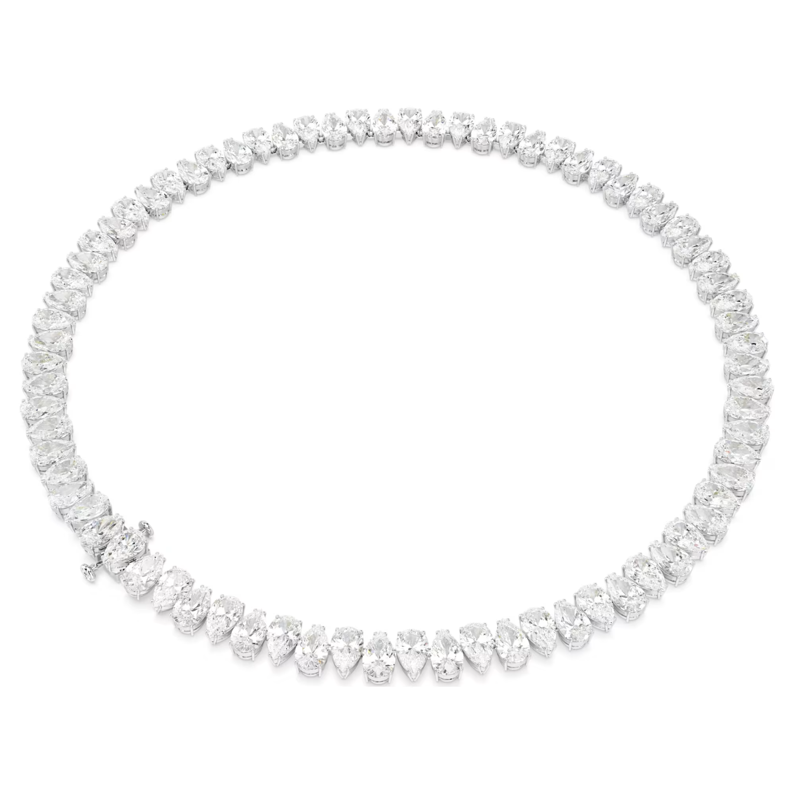 Swarovski Matrix Tennis necklace Pear cut, White, Rhodium plated