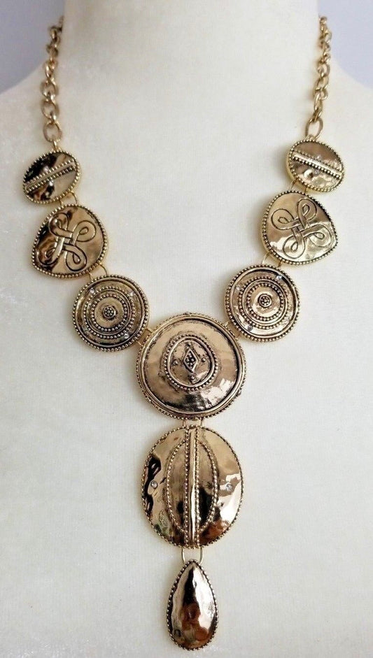 CHICO'S GOLD-TONE ARTISAN BIB NECKLACE