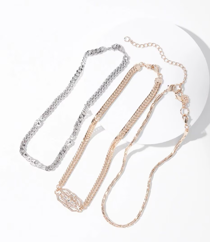 WHITE HOUSE BLACK MARKET ART DECO MIXED METAL CONVERTIBLE NECKLACE