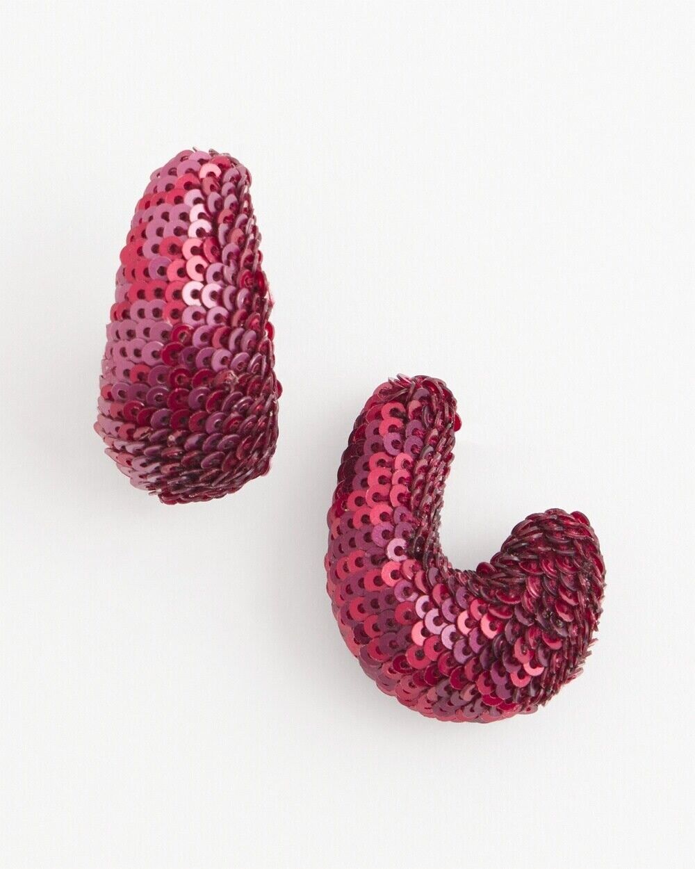 CHICO'S NO DROOP RED SEQUIN HUGGIE EARRINGS
